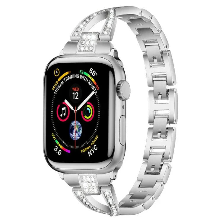 สายรัดนาฬิกาโลหะเพชรรูปตัว X แถวเดียว xDfind สำหรับ Apple Watch 42 / 44 / 45 / 46 / 49mm, สำหรับ Apple Watch 38 / 40 / 41 / S10 42mm