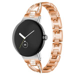xDfind สายนาฬิกาโลหะรูปเพชรแถวเดียวรูปตัว X สำหรับ Google Pixel Watch 4 / 3 / 2 / 1 41mm