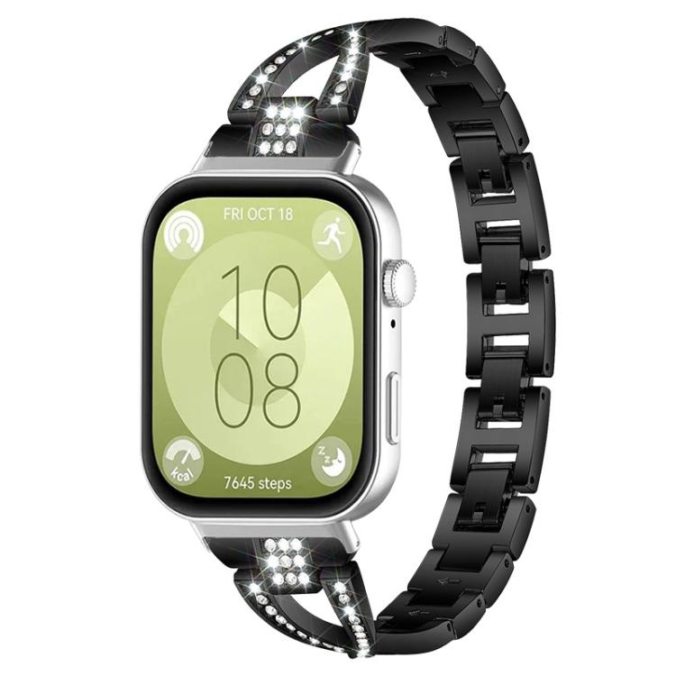 xDfind X-Shaped Single Row Diamond Metal Watch Band, For Huawei Watch Fit4 / Fit4 Pro / Fit3
