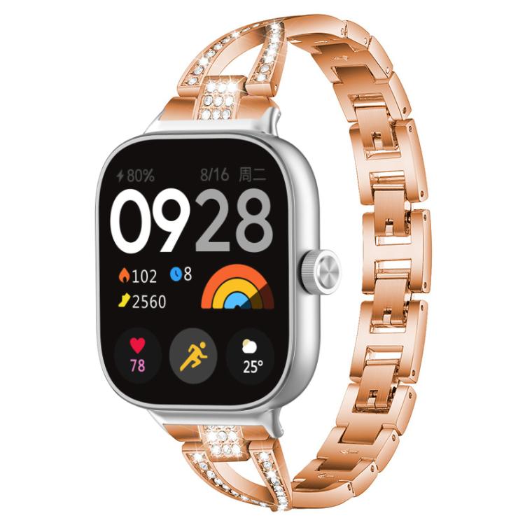 xDfind X-Shaped Single Row Diamond Metal Watch Band, For Xiaomi Band 9 Pro/8 Pro/Redmi Watch6/5/4, For Redmi Watch 3