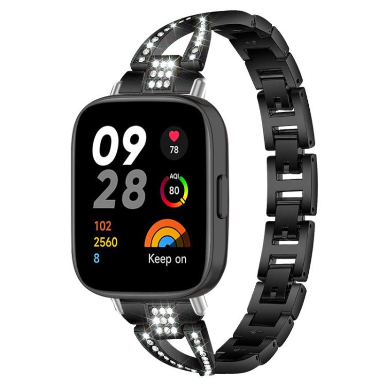 xDfind X-Shaped Single Row Diamond Metal Watch Band, For Xiaomi Band 9 Pro/8 Pro/Redmi Watch6/5/4, For Redmi Watch 3