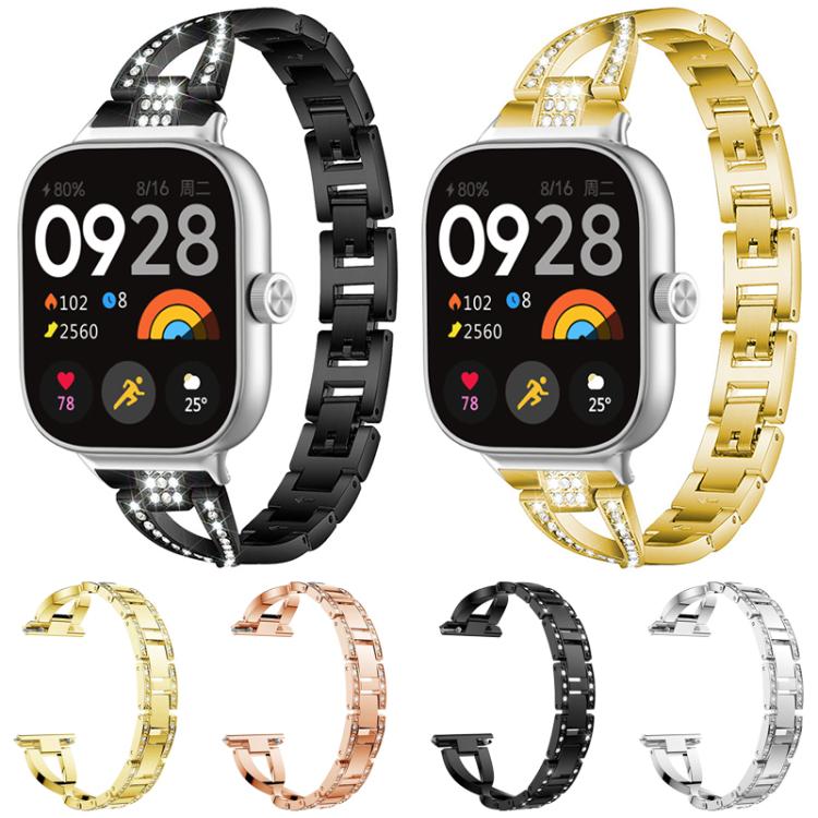 xDfind X-Shaped Single Row Diamond Metal Watch Band, For Xiaomi Band 9 Pro/8 Pro/Redmi Watch6/5/4, For Redmi Watch 3