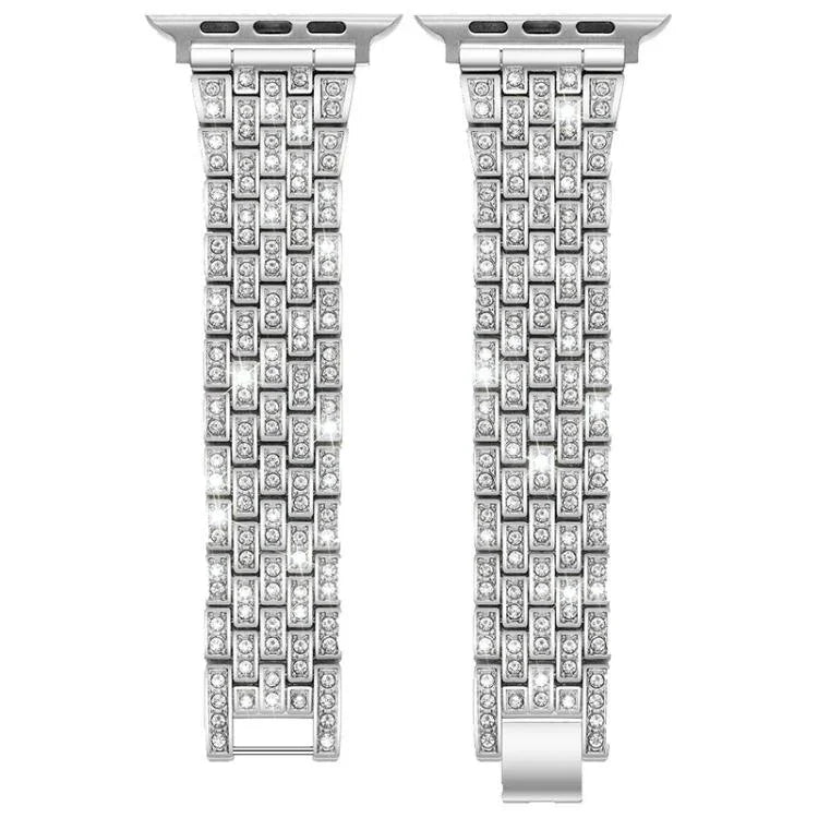 สายรัดนาฬิกาโลหะเพชรเต็มห้าลูกปัด xDfind สำหรับ Apple Watch 42 / 44 / 45 / 46 / 49mm, สำหรับ Apple Watch 38 / 40 / 41 / S10 42mm