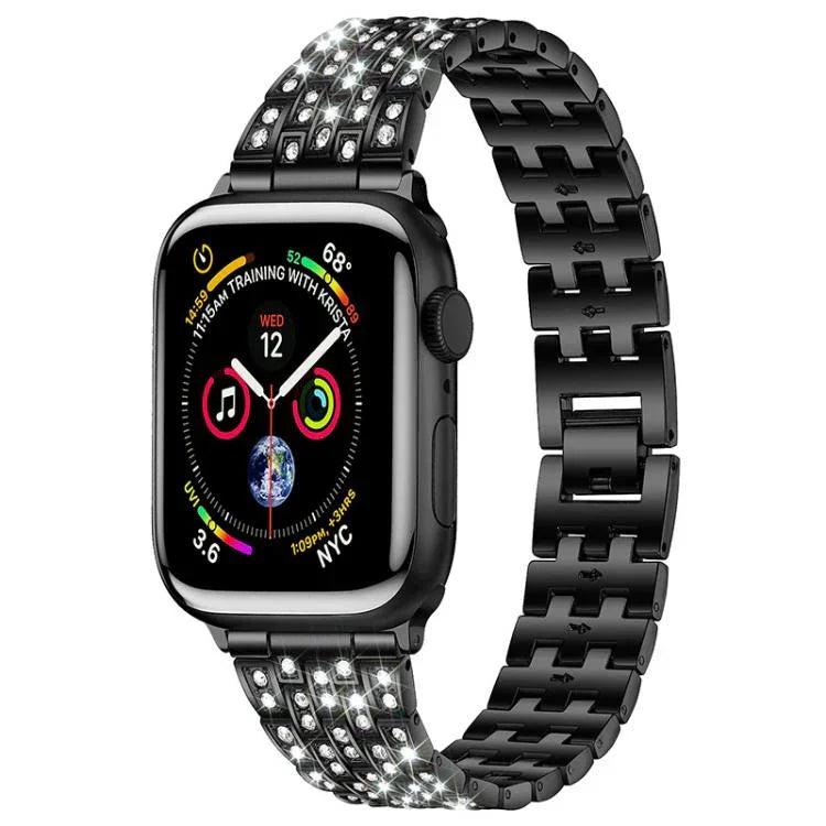 สายรัดนาฬิกาโลหะเพชรเต็มห้าลูกปัด xDfind สำหรับ Apple Watch 42 / 44 / 45 / 46 / 49mm, สำหรับ Apple Watch 38 / 40 / 41 / S10 42mm