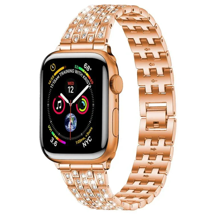 สายรัดนาฬิกาโลหะเพชรเต็มห้าลูกปัด xDfind สำหรับ Apple Watch 42 / 44 / 45 / 46 / 49mm, สำหรับ Apple Watch 38 / 40 / 41 / S10 42mm