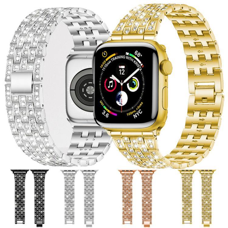 สายรัดนาฬิกาโลหะเพชรเต็มห้าลูกปัด xDfind สำหรับ Apple Watch 42 / 44 / 45 / 46 / 49mm, สำหรับ Apple Watch 38 / 40 / 41 / S10 42mm