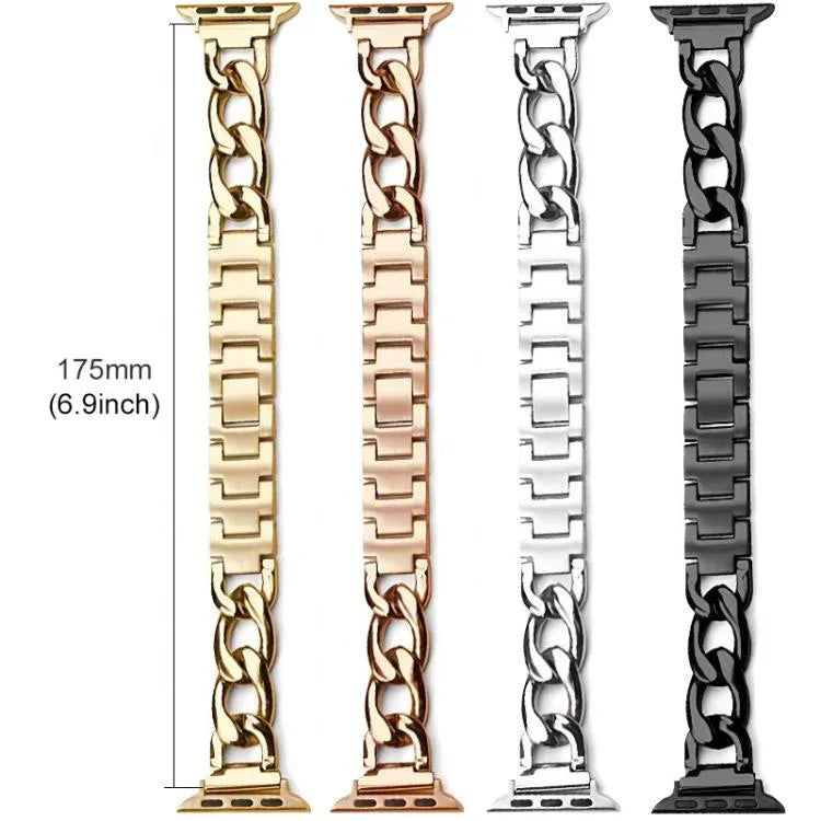สายรัดนาฬิกาโลหะโซ่ผ้ายีนส์ xDfind สำหรับ Apple Watch 42 / 44 / 45 / 46 / 49mm