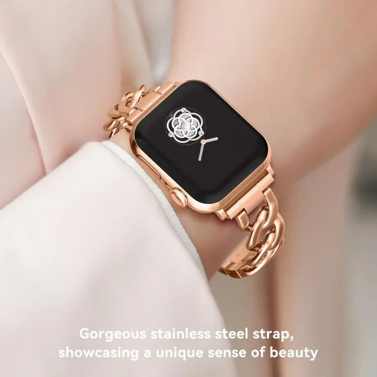 สายรัดนาฬิกาโลหะโซ่ผ้ายีนส์ xDfind สำหรับ Apple Watch 42 / 44 / 45 / 46 / 49mm