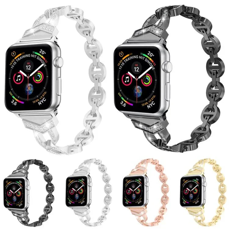 สายรัดนาฬิกาโลหะสแตนเลสสตีลเพชร xDfind สำหรับ Apple Watch 42 / 44 / 45 / 46 / 49mm, สำหรับ Apple Watch 38 / 40 / 41 / S10 42mm
