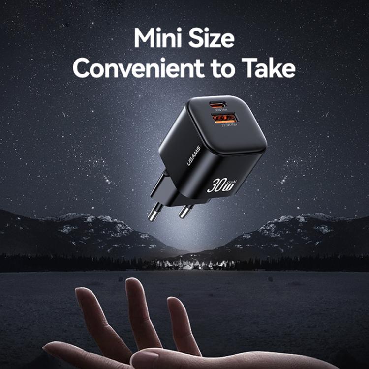 ที่ชาร์จเร็วขนาดเล็ก USAMS CC263 30W GaN USB-C / Type-C, USB สองพอร์ต, CC263