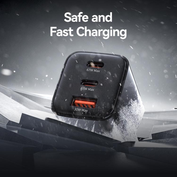 ที่ชาร์จเร็วขนาดเล็ก USAMS CC265 67W GaN 2 x Type-C, USB สามพอร์ต, CC265