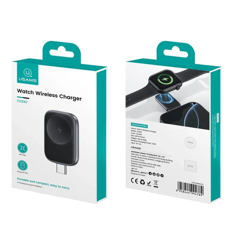 ที่ชาร์จไร้สายแบบพกพา USAMS CD247 USB-C / Type-C สำหรับ Apple Watch ซีรีส์ CD247