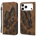 เคสโทรศัพท์หนังปั๊มลายผีเสื้อสไตล์ย้อนยุคแบบพับแนวนอน สำหรับ iPhone 17 Pro Max, สำหรับ iPhone 17 Pro, สำหรับ iPhone 17, สำหรับ iPhone Air