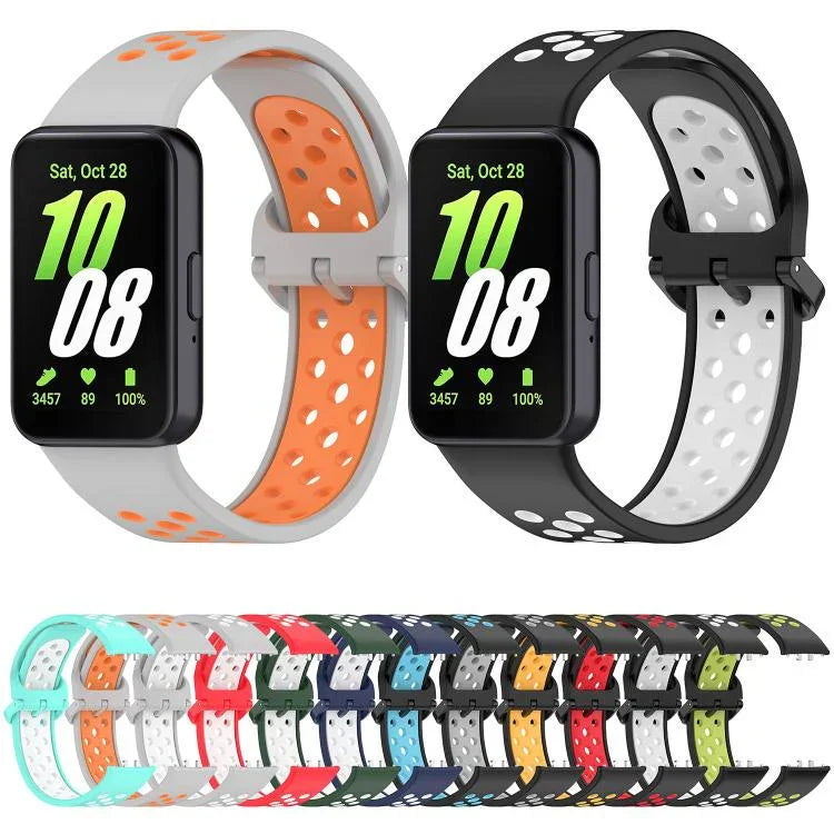 สายรัดนาฬิกาซิลิโคนระบายอากาศสองสี xDfind สำหรับ Samsung Galaxy Fit 3