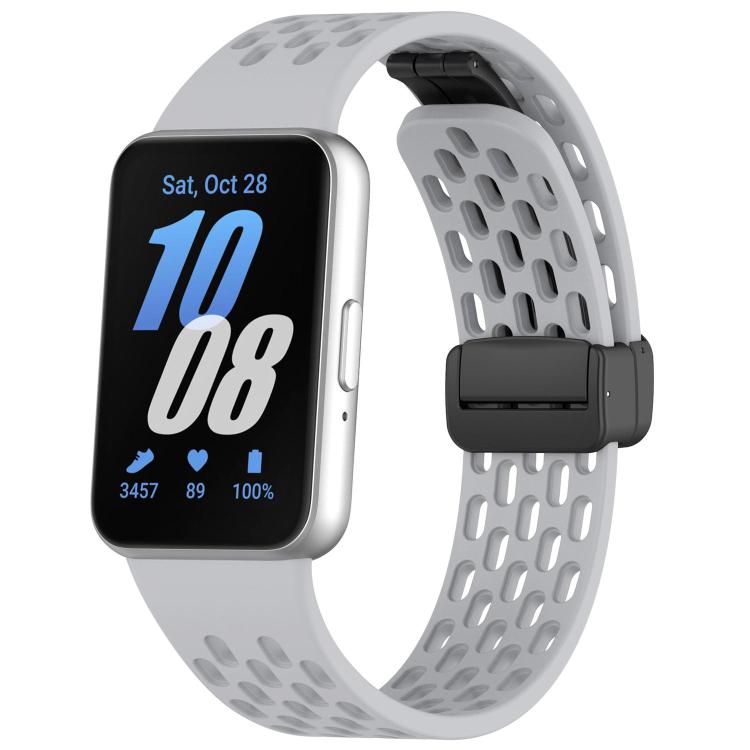 สายรัดนาฬิกาซิลิโคน xDfind แบบหัวเข็มขัดแม่เหล็กสีดำแบบมีรู สำหรับ Samsung Galaxy Fit3