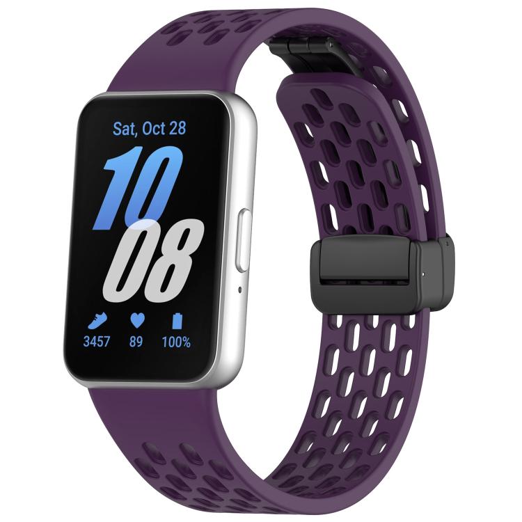 สายรัดนาฬิกาซิลิโคน xDfind แบบหัวเข็มขัดแม่เหล็กสีดำแบบมีรู สำหรับ Samsung Galaxy Fit3