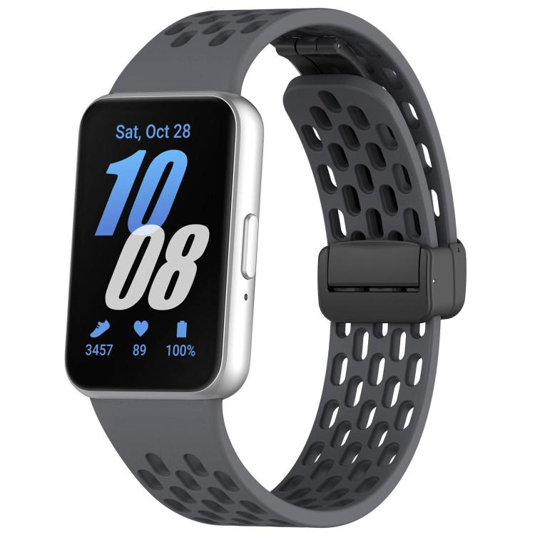 สายรัดนาฬิกาซิลิโคน xDfind แบบหัวเข็มขัดแม่เหล็กสีดำแบบมีรู สำหรับ Samsung Galaxy Fit3