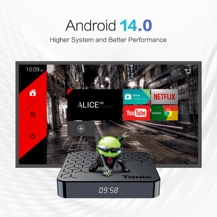 Tanix TX7 กล่องสมาร์ททีวี Android 14 8K UHD พร้อมรีโมทคอนโทรล, Allwinner H728 Octa-Core, 2GB+16GB, 4GB+32GB