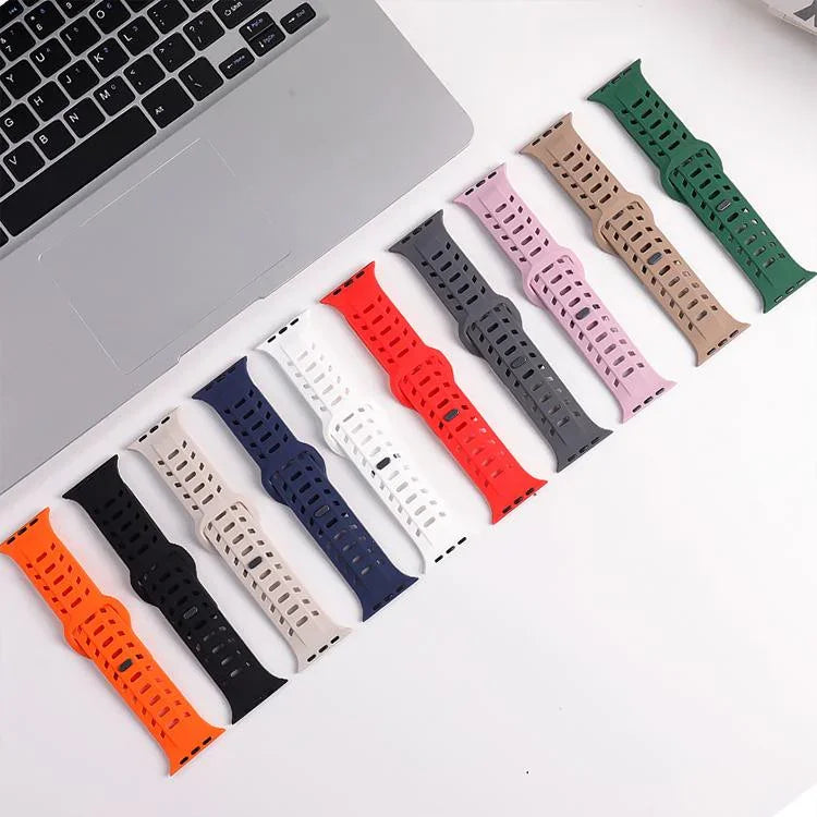 สายรัดนาฬิกาซิลิโคนลายรู Shark Texture สำหรับ Apple Watch 46 มม. / 49 มม. / 45 มม. / 44 มม.