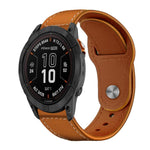 xDfind Rivet Buckle Genuine Leather Watch Band, For Garmin Fenix 8/7X/6X/5X 26mm, For Garmin Fenix 8/7/6/5 22mm