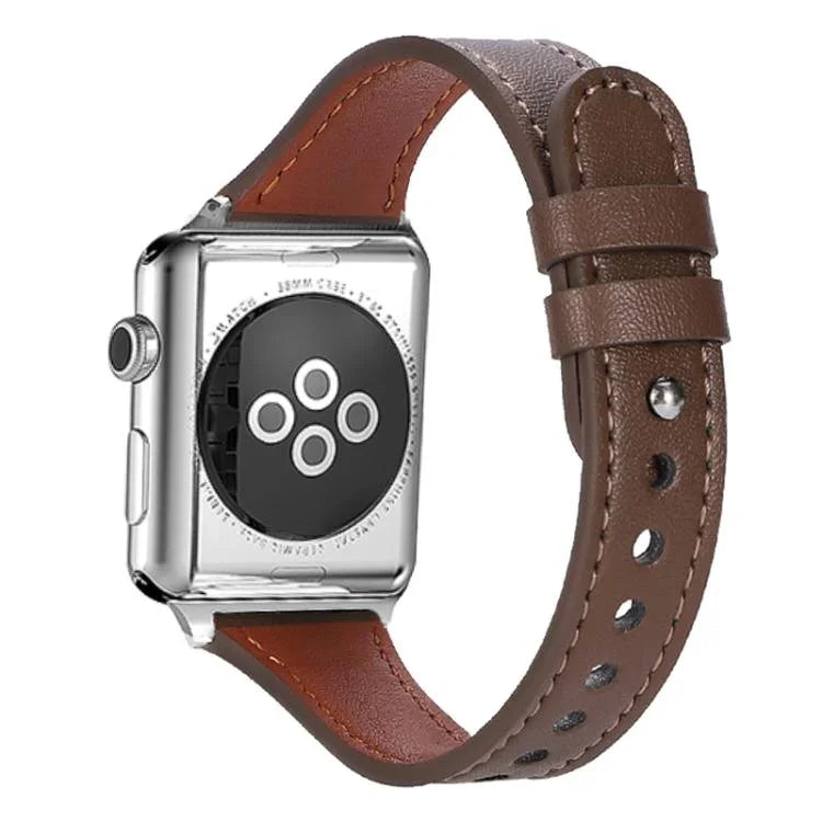 สายรัดนาฬิกาหนังแท้แบบหมุดเดี่ยววงแหวนคู่ xDfind สำหรับ Apple Watch 42 / 44 / 45 / 46 / 49 มม. สำหรับ Apple Watch 38 / 40 / 41 / S10 42 มม.