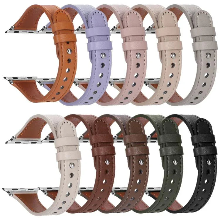 สายรัดนาฬิกาหนังแท้แบบหมุดเดี่ยววงแหวนคู่ xDfind สำหรับ Apple Watch 42 / 44 / 45 / 46 / 49 มม. สำหรับ Apple Watch 38 / 40 / 41 / S10 42 มม.
