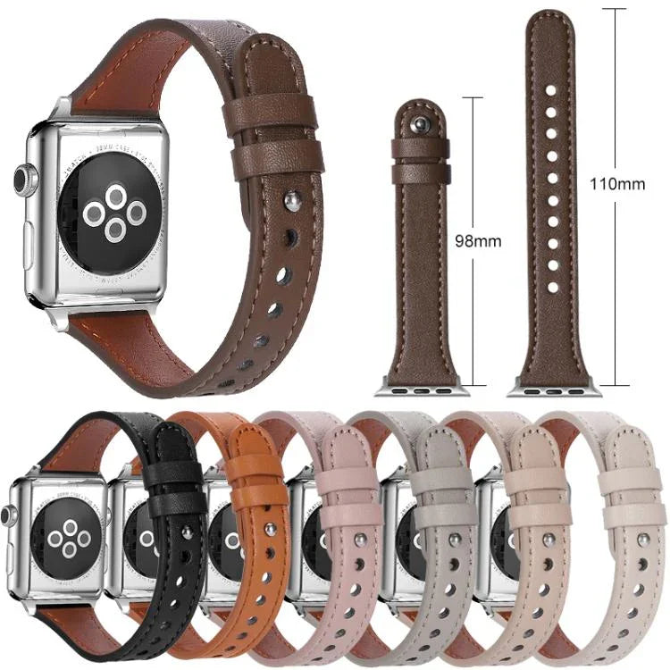 สายรัดนาฬิกาหนังแท้แบบหมุดเดี่ยววงแหวนคู่ xDfind สำหรับ Apple Watch 42 / 44 / 45 / 46 / 49 มม. สำหรับ Apple Watch 38 / 40 / 41 / S10 42 มม.