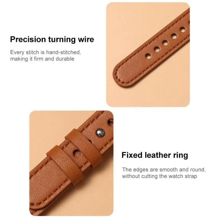 สายรัดนาฬิกาหนังแท้แบบหมุดเดี่ยววงแหวนคู่ xDfind สำหรับ Apple Watch 42 / 44 / 45 / 46 / 49 มม. สำหรับ Apple Watch 38 / 40 / 41 / S10 42 มม.