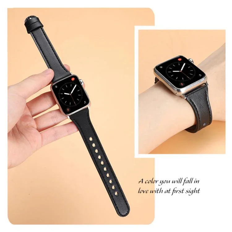 สายรัดนาฬิกาหนังแท้แบบหมุดเดี่ยววงแหวนคู่ xDfind สำหรับ Apple Watch 42 / 44 / 45 / 46 / 49 มม. สำหรับ Apple Watch 38 / 40 / 41 / S10 42 มม.