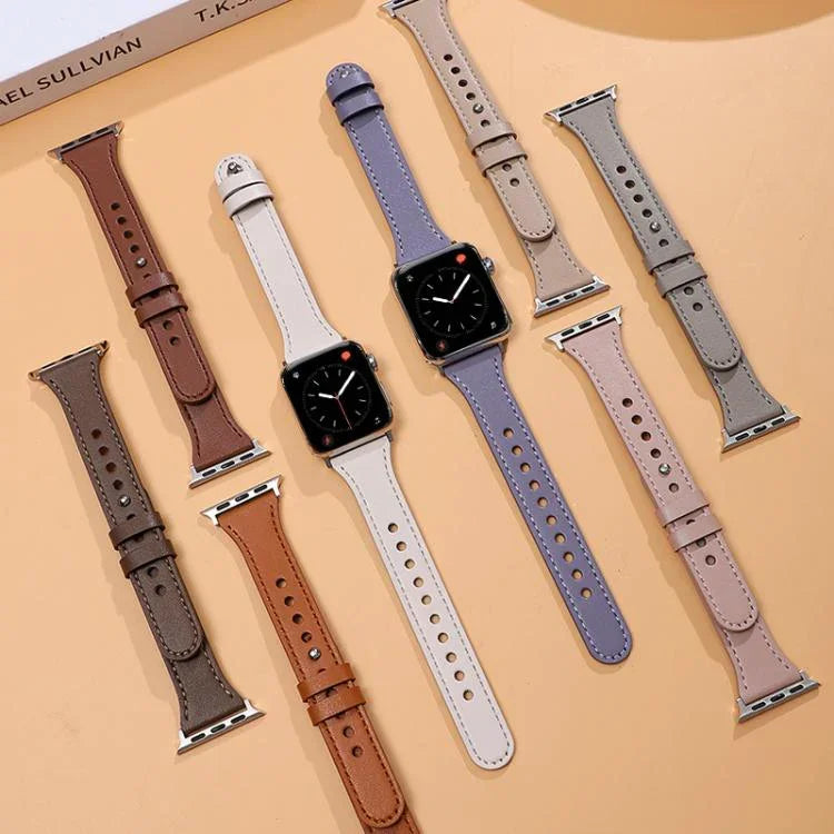 สายรัดนาฬิกาหนังแท้แบบหมุดเดี่ยววงแหวนคู่ xDfind สำหรับ Apple Watch 42 / 44 / 45 / 46 / 49 มม. สำหรับ Apple Watch 38 / 40 / 41 / S10 42 มม.