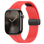 xDfind  Flat Head Groove Folding Black Buckle Silicone Watch Band, For Apple Watch 42 / 44 / 45 / 46 / 49mm, For Apple Watch 38 / 40 / 41 / S10 42mm