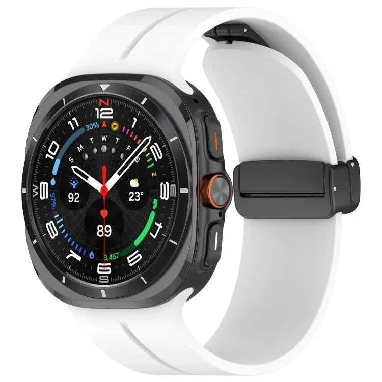 สายซิลิโคนหัวเข็มขัดพับร่องหัวแบนสีดำ xDfind สำหรับ Samsung Galaxy Watch Ultra / Ultra 2025