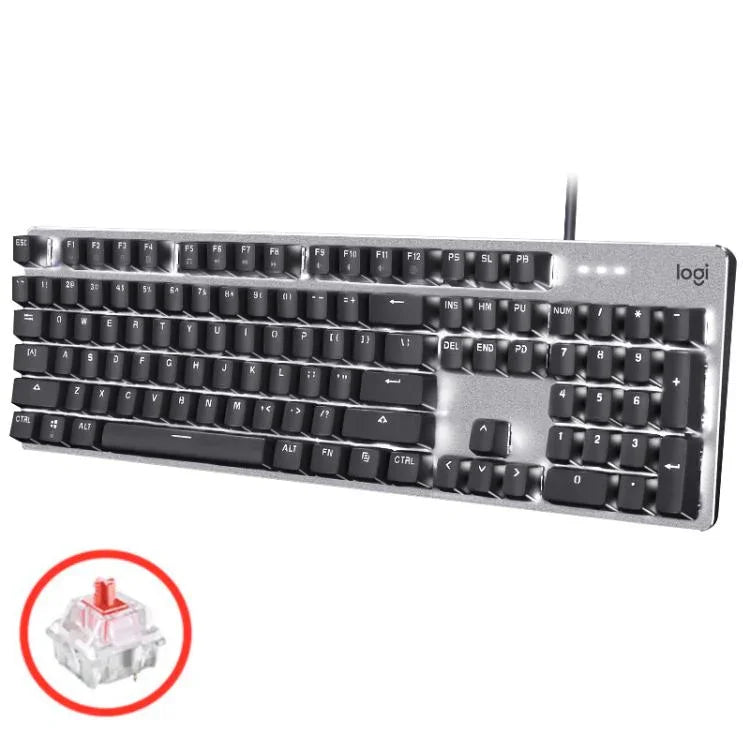 คีย์บอร์ดกลไกมีสาย Logitech K845 พร้อมไฟแบ็คไลท์ ความยาวสาย: 1.8 ม., สวิตช์ Longhua สีน้ำตาล, สวิตช์ Longhua สีแดง