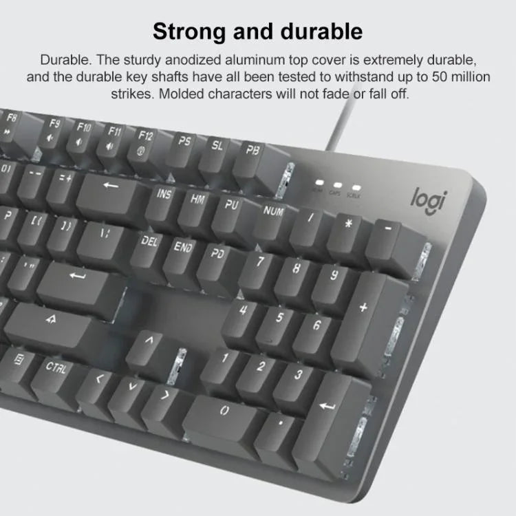 คีย์บอร์ดกลไกมีสาย Logitech K845 พร้อมไฟแบ็คไลท์ ความยาวสาย: 1.8 ม., สวิตช์ Longhua สีน้ำตาล, สวิตช์ Longhua สีแดง