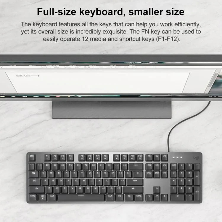 คีย์บอร์ดกลไกมีสาย Logitech K845 พร้อมไฟแบ็คไลท์ ความยาวสาย: 1.8 ม., สวิตช์ Longhua สีน้ำตาล, สวิตช์ Longhua สีแดง