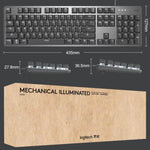 คีย์บอร์ดกลไกมีสาย Logitech K845 พร้อมไฟแบ็คไลท์ ความยาวสาย: 1.8 ม., สวิตช์ Longhua สีน้ำตาล, สวิตช์ Longhua สีแดง