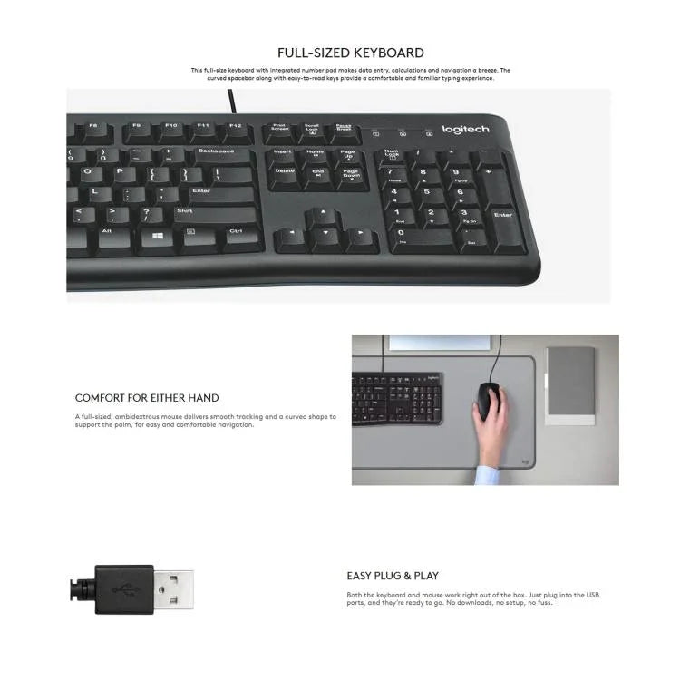ชุดคีย์บอร์ดและเมาส์มีสาย Logitech MK120
