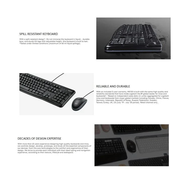 ชุดคีย์บอร์ดและเมาส์มีสาย Logitech MK120
