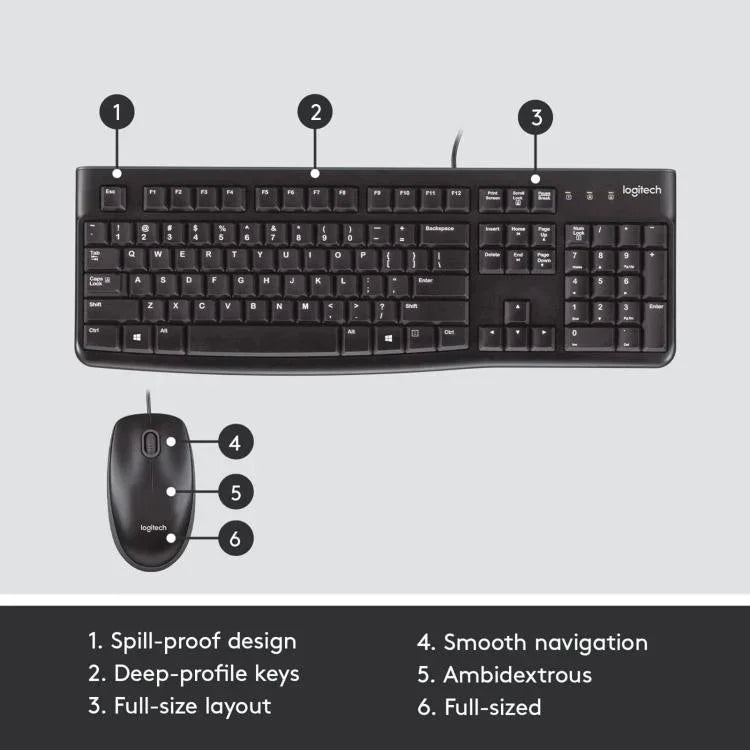ชุดคีย์บอร์ดและเมาส์มีสาย Logitech MK120