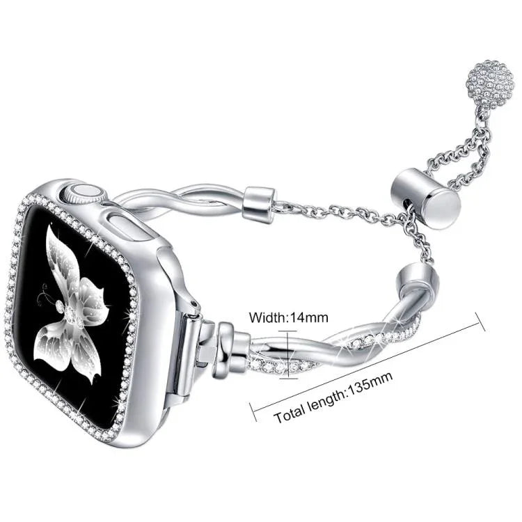 สายรัดนาฬิกาโลหะแบบกำไลบิดประดับเพชร xDfind สำหรับ Apple Watch 42 / 44 / 45 / 46 / 49 มม. สำหรับ Apple Watch 38 / 40 / 41 / S10 42 มม.