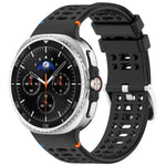 สายรัดนาฬิกาซิลิโคน xDfind ขอบหัวเข็มขัดเงินอัลลอย รูระบายอากาศ สำหรับ Samsung Galaxy Watch8 / Watch8 Classic