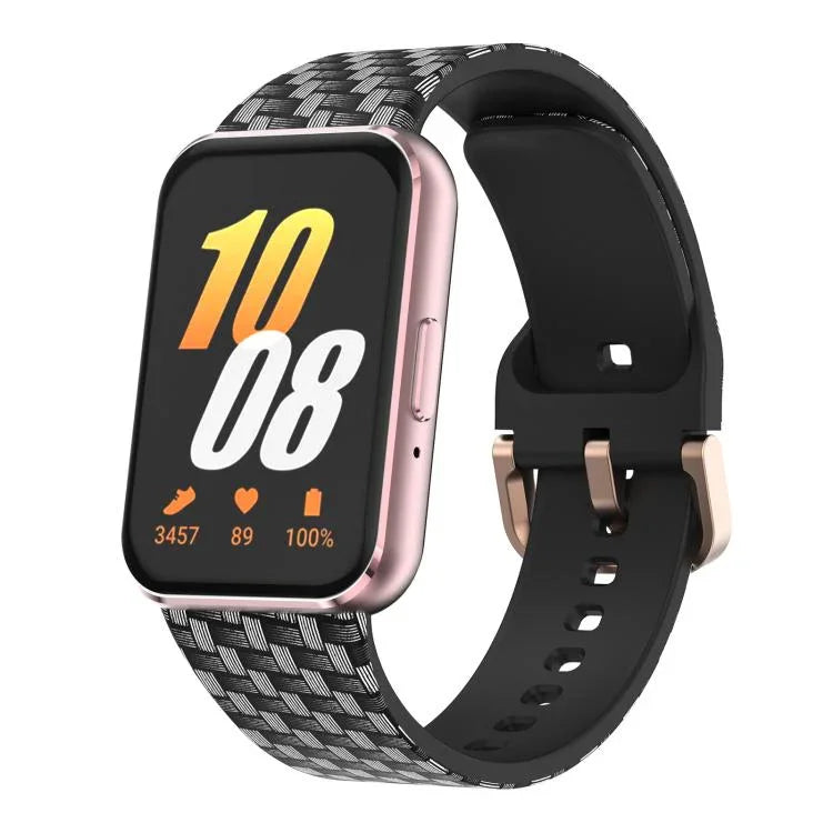สายรัดนาฬิกาซิลิโคน xDfind หัวเข็มขัดทองพิมพ์ลาย สำหรับ Samsung Galaxy Fit3
