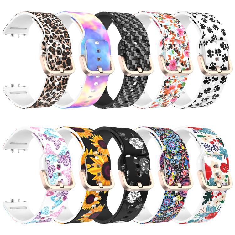 สายรัดนาฬิกาซิลิโคน xDfind หัวเข็มขัดทองพิมพ์ลาย สำหรับ Samsung Galaxy Fit3