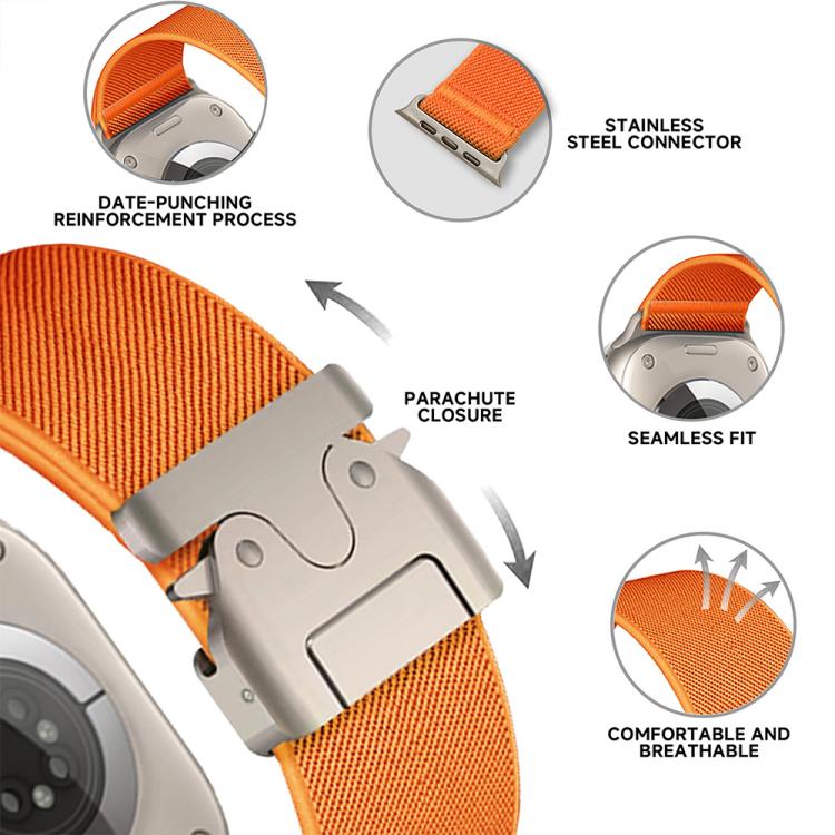 สายรัดนาฬิกาไนลอนยืดหยุ่นแบบหัวเข็มขัดร่มชูชีพ xDfind สำหรับ Apple Watch 42 / 44 / 45 / 46 / 49 มม. สำหรับ Apple Watch 38 / 40 / 41 / S10 42 มม.