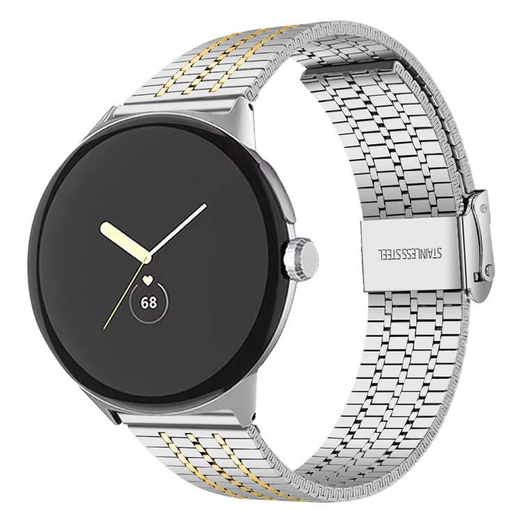 xDfind สายนาฬิกาสแตนเลสสตีลพร้อมหัวเข็มขัดลูกปัดเจ็ดเม็ด สำหรับ Google Pixel Watch 4 / Watch 3 45mm, สำหรับ Google Pixel Watch 4 / 3 / 2 / 1 41mm