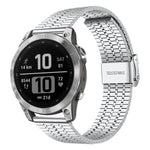 xDfind Seven Beads Buckle Stainless Steel Watch Band, For Garmin Fenix 8 / 7X / 6X / 5X 26mm, For Garmin Fenix 8 / 7 / 6 / 5 22mm