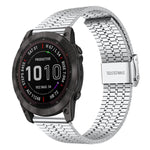 xDfind Seven Beads Buckle Stainless Steel Watch Band, For Garmin Fenix 8 / 7X / 6X / 5X 26mm, For Garmin Fenix 8 / 7 / 6 / 5 22mm
