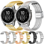 xDfind Seven Beads Buckle Stainless Steel Watch Band, For Garmin Fenix 8 / 7X / 6X / 5X 26mm, For Garmin Fenix 8 / 7 / 6 / 5 22mm