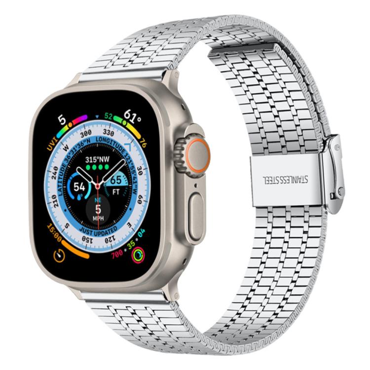 สายรัดนาฬิกาเหล็กกล้าไร้สนิมแบบหัวเข็มขัดลูกปัดเจ็ดเม็ด xDfind สำหรับ Apple Watch 42 / 44 / 45 / 46 / 49 มม. สำหรับ Apple Watch 38 / 40 / 41 / S10 42 มม.
