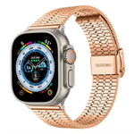 สายรัดนาฬิกาเหล็กกล้าไร้สนิมแบบหัวเข็มขัดลูกปัดเจ็ดเม็ด xDfind สำหรับ Apple Watch 42 / 44 / 45 / 46 / 49 มม. สำหรับ Apple Watch 38 / 40 / 41 / S10 42 มม.
